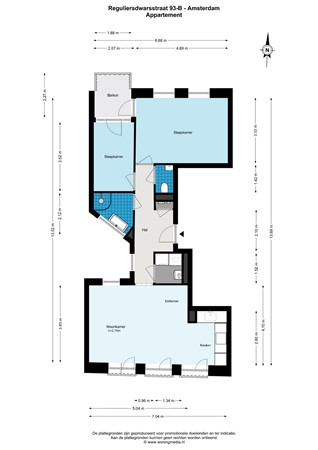 Floor plan - Reguliersdwarsstraat 93B, 1017 BK Amsterdam 